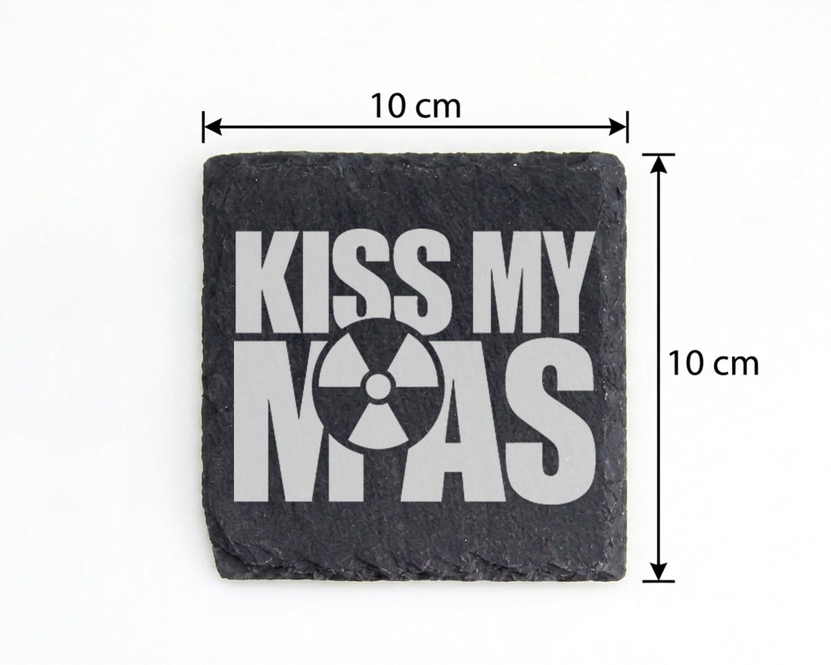 Schiefer Untersetzer Radioaktiv Symbol Kiss My Ass - Lustiges Geschenk – Bild 4