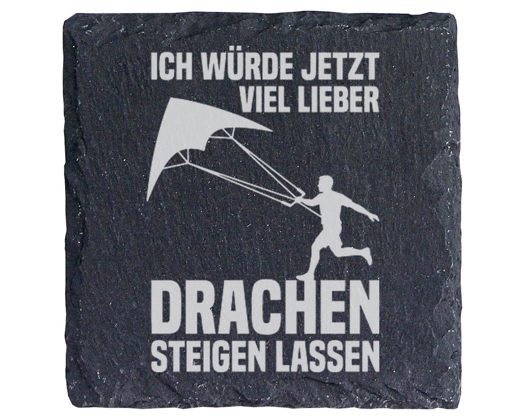 Schiefer Untersetzer Drachenflieger Ich Würde Lieber Drachenfliegen -  – Bild 1