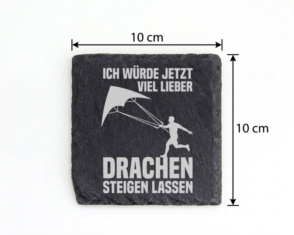 Schiefer Untersetzer Drachenflieger Ich Würde Lieber Drachenfliegen -  – Bild 4