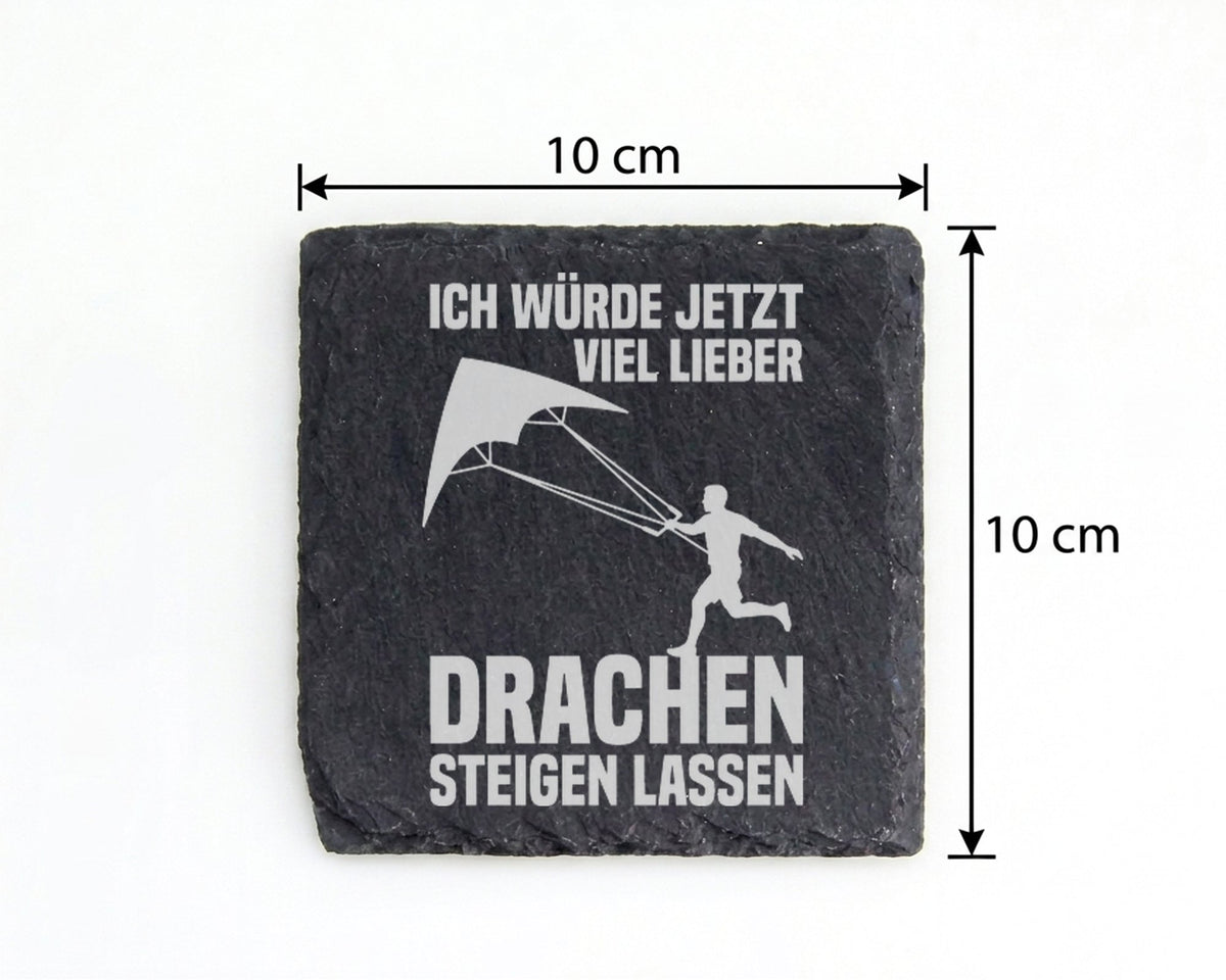 Schiefer Untersetzer Drachenflieger Ich Würde Lieber Drachenfliegen -  – Bild 4