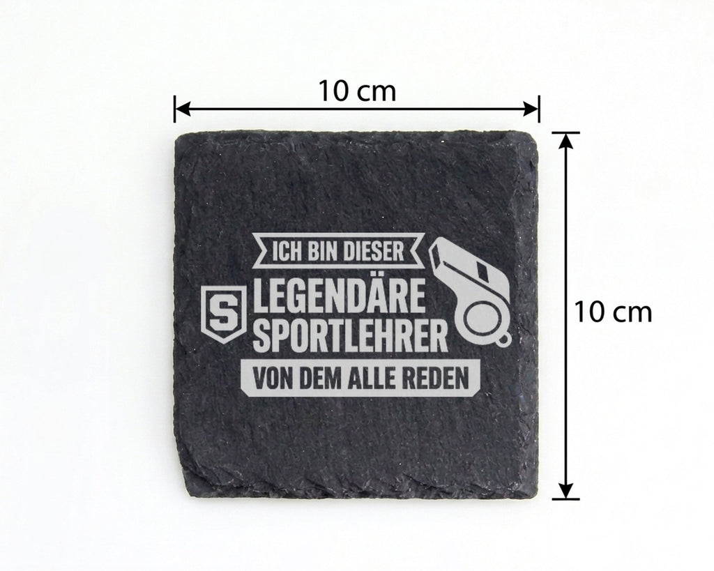 Schiefer Untersetzer Legendärer Sportlehrer Spruch - Geschenk fuer Tra – Bild 4