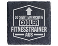 Schiefer Untersetzer Cooler Fitnesstrainer Spruch - Geschenk für Train – Bild 1