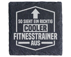 Schiefer Untersetzer Cooler Fitnesstrainer Spruch - Geschenk für Train – Bild 1