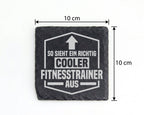 Schiefer Untersetzer Cooler Fitnesstrainer Spruch - Geschenk für Train – Bild 4