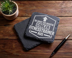 Schiefer Untersetzer Cooler Fitnesstrainer Spruch - Geschenk für Train – Bild 5