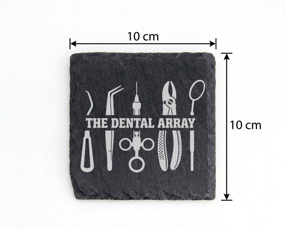 Schiefer Untersetzer Zahnarzt Instrumente Dental Array - Geschenk für  – Bild 4
