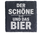 Schiefertafel Untersetzer Der Schöne und das Bier lustiges Geschenk fü – Bild 1