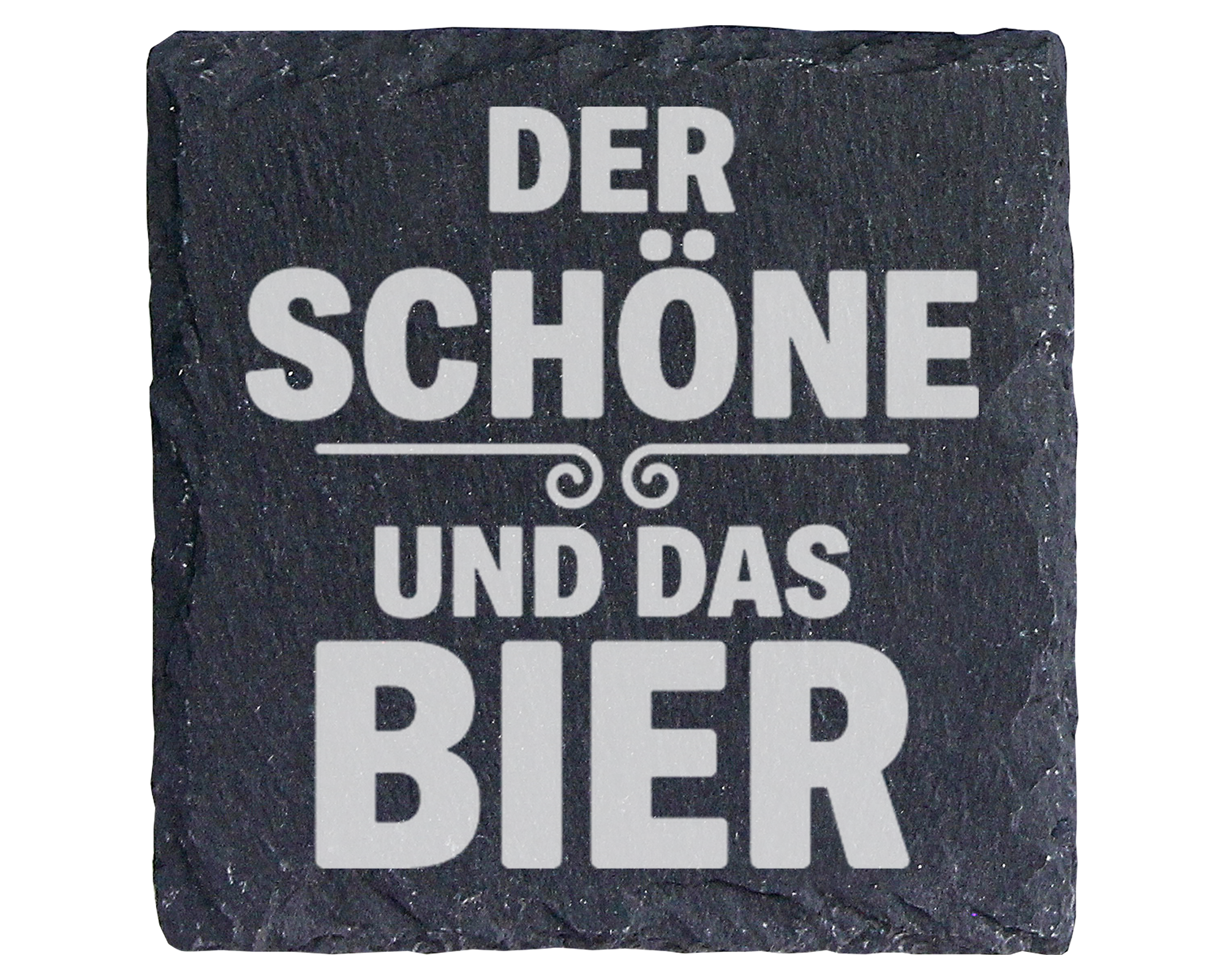 Schiefertafel Untersetzer Der Schöne und das Bier lustiges Geschenk fü – Bild 1