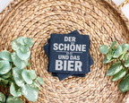 Schiefertafel Untersetzer Der Schöne und das Bier lustiges Geschenk fü – Bild 3