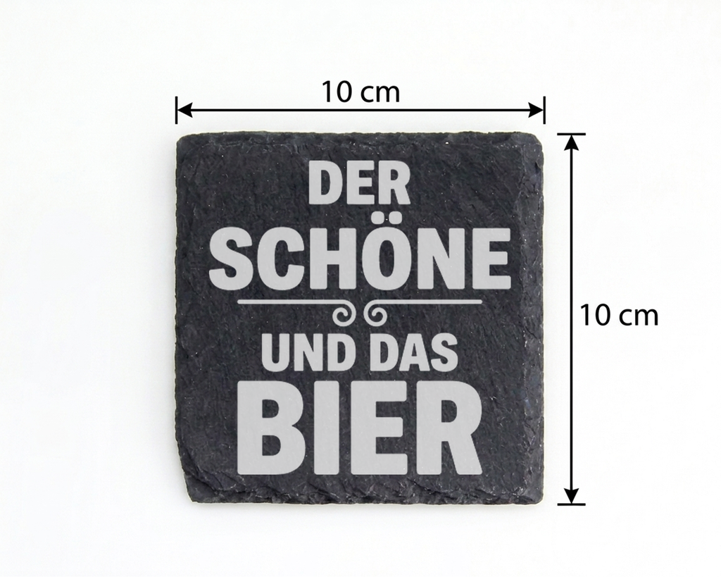 Schiefertafel Untersetzer Der Schöne und das Bier lustiges Geschenk fü – Bild 4