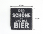 Schiefertafel Untersetzer Der Schöne und das Bier lustiges Geschenk fü – Bild 4