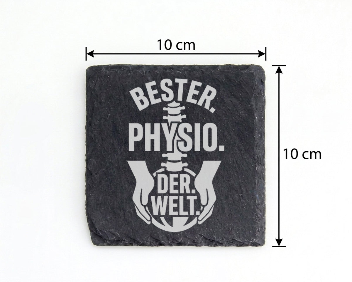 Schiefer Untersetzer Bester Physio Der Welt - Geschenk für Physiothera – Bild 4