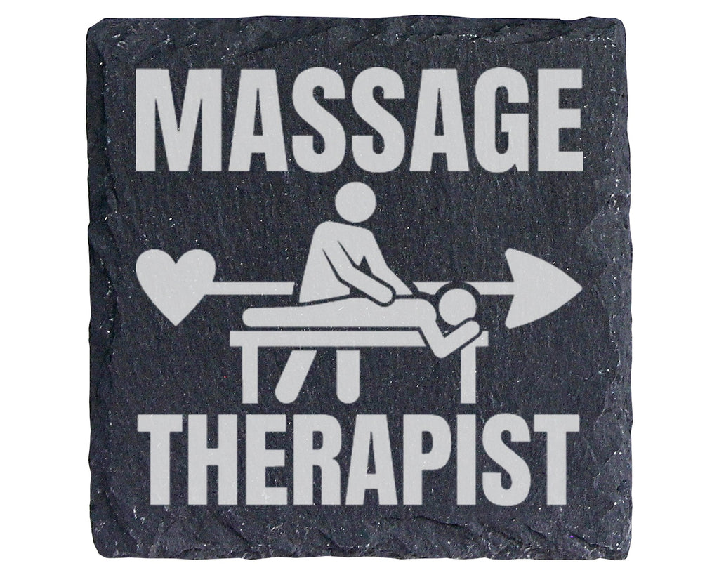 Schiefer Untersetzer Massage Therapist Herz Pfeil - Geschenk für Masse – Bild 1