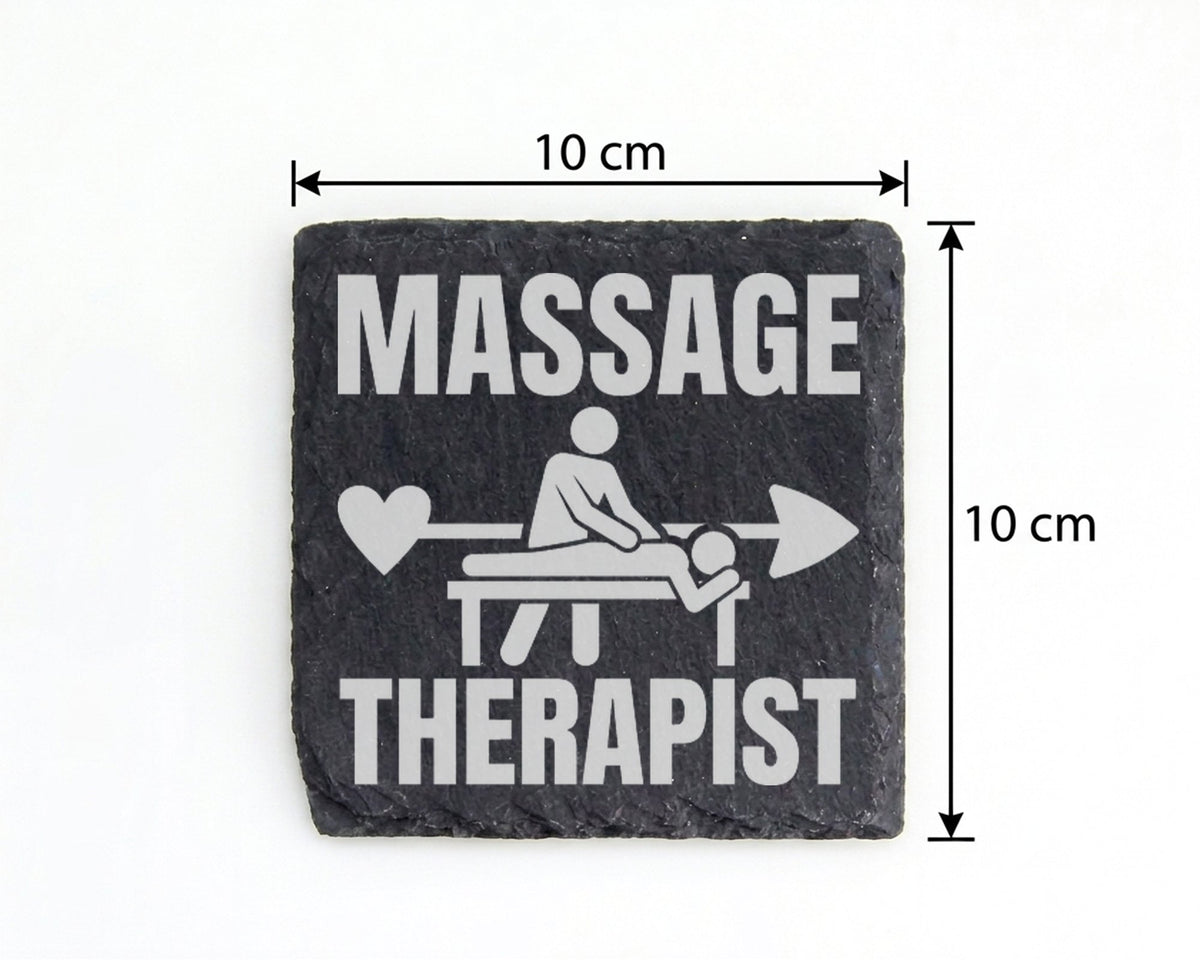 Schiefer Untersetzer Massage Therapist Herz Pfeil - Geschenk für Masse – Bild 4