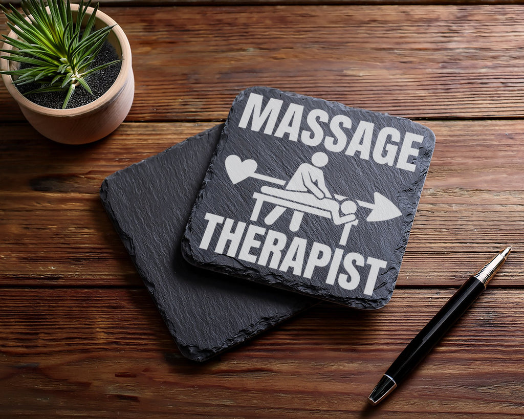 Schiefer Untersetzer Massage Therapist Herz Pfeil - Geschenk für Masse – Bild 5