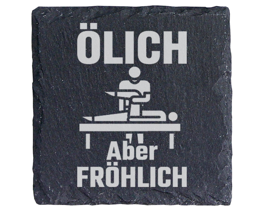 Schiefer Untersetzer Physiotherapeut Ölich Aber Fröhlich - Geschenk fü – Bild 1