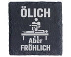 Schiefer Untersetzer Physiotherapeut Ölich Aber Fröhlich - Geschenk fü – Bild 1