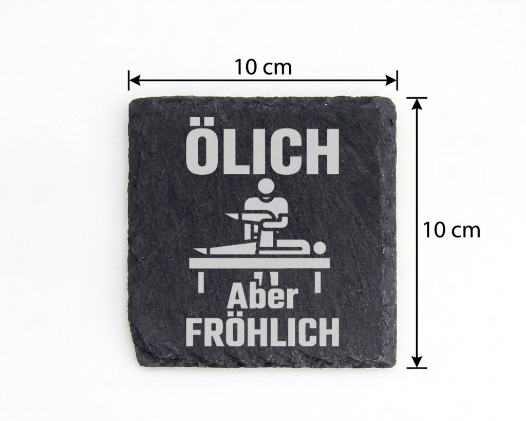 Schiefer Untersetzer Physiotherapeut Ölich Aber Fröhlich - Geschenk fü – Bild 4