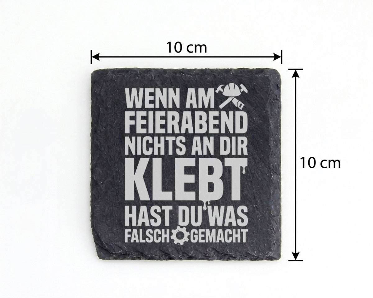 Schiefer Untersetzer Handwerker Spruch Feierabend Klebt - Lustiges Ges – Bild 4