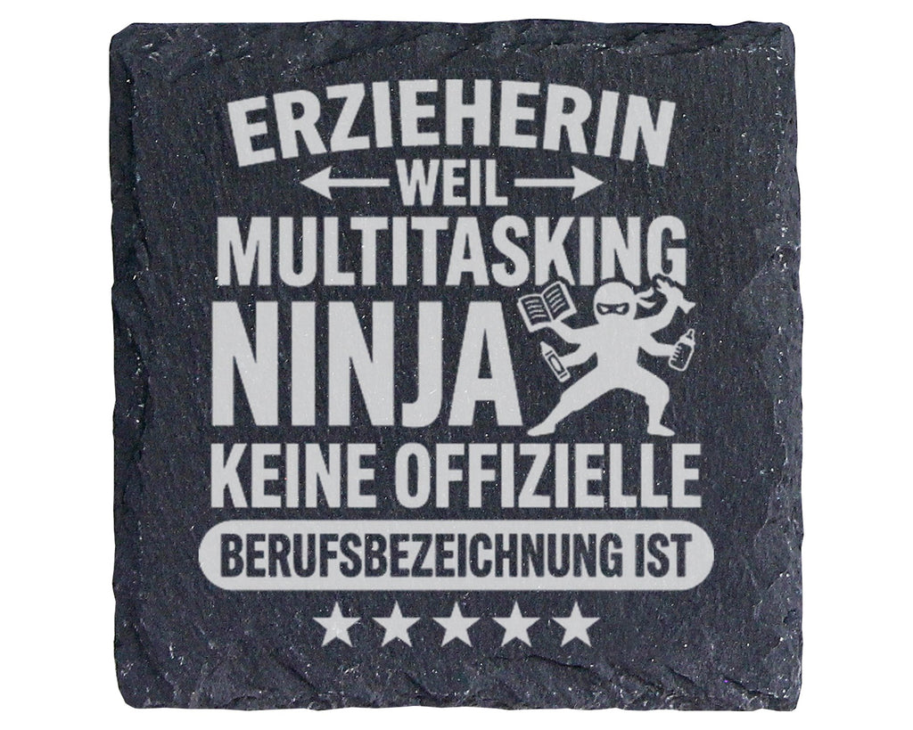 Schiefer Untersetzer Erzieherin Multitasking Ninja Spruch - Geschenk f – Bild 1
