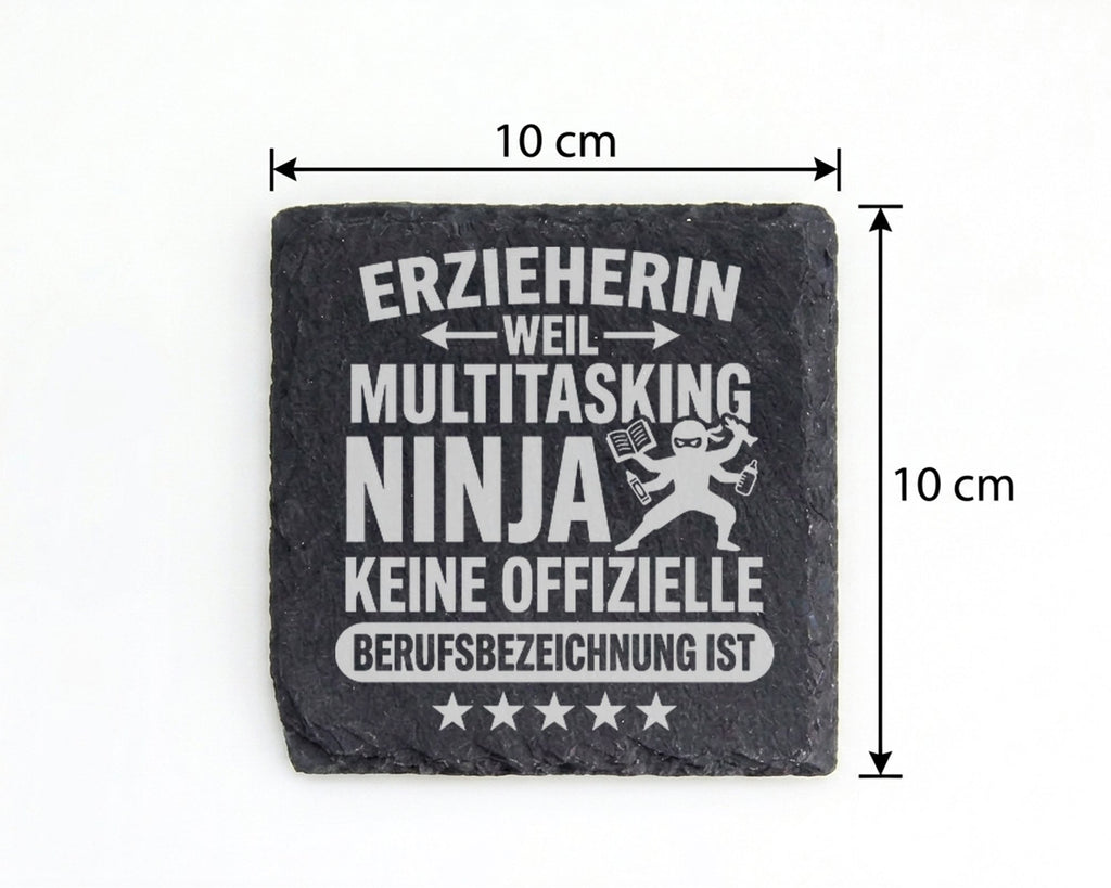 Schiefer Untersetzer Erzieherin Multitasking Ninja Spruch - Geschenk f – Bild 4