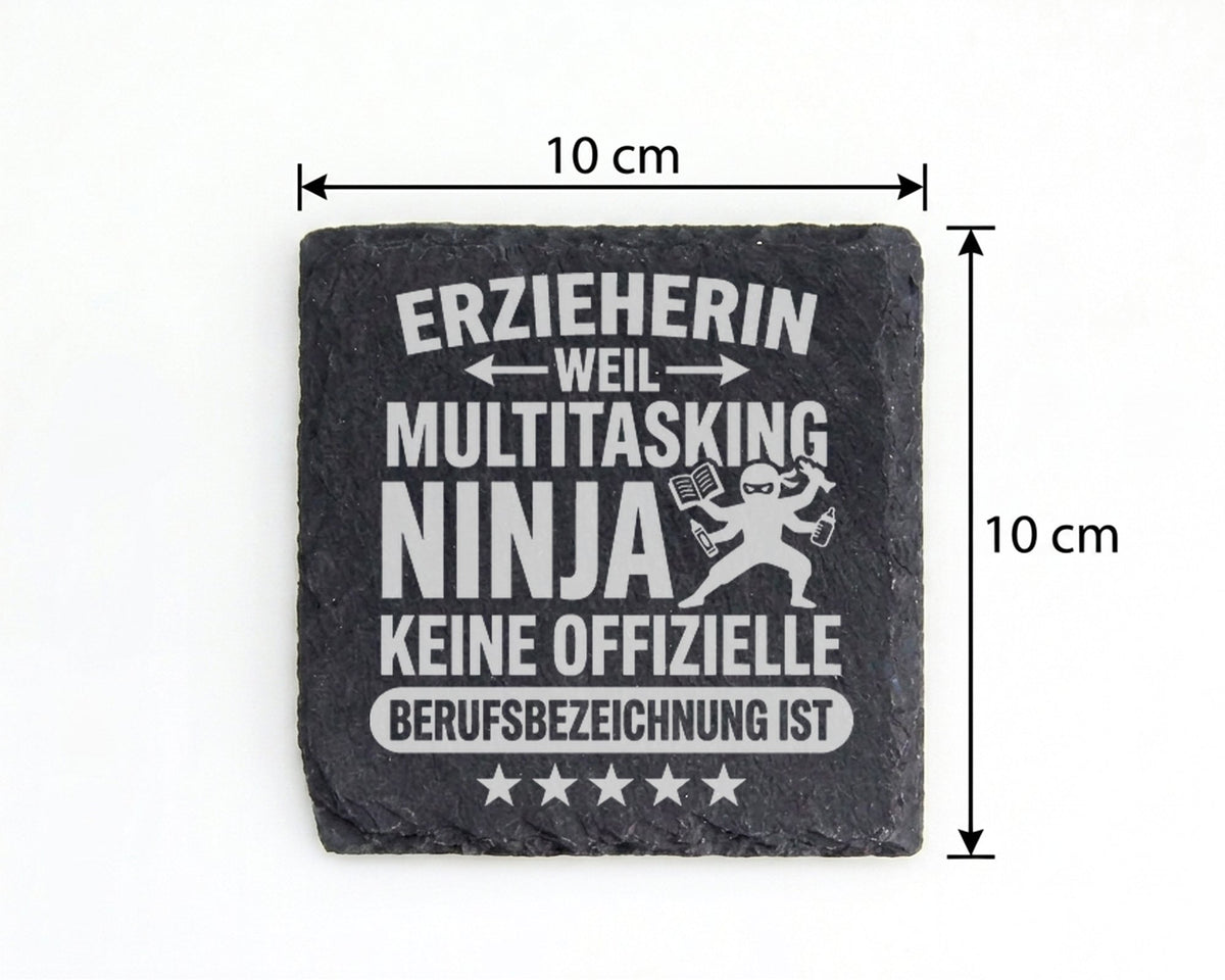 Schiefer Untersetzer Erzieherin Multitasking Ninja Spruch - Geschenk f – Bild 4