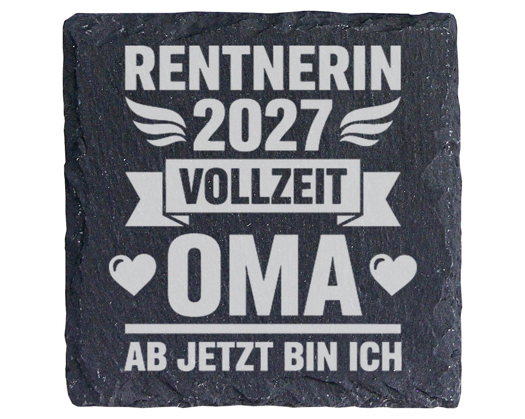 Schiefer Untersetzer Rentnerin 2027 Vollzeit Oma - Geschenk für werden – Bild 1