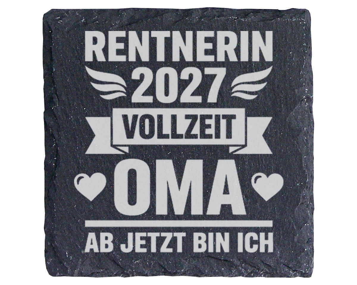 Schiefer Untersetzer Rentnerin 2027 Vollzeit Oma - Geschenk für werden – Bild 1