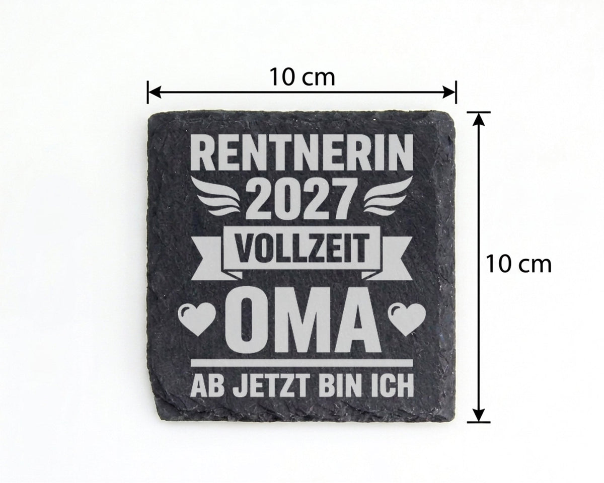 Schiefer Untersetzer Rentnerin 2027 Vollzeit Oma - Geschenk für werden – Bild 4
