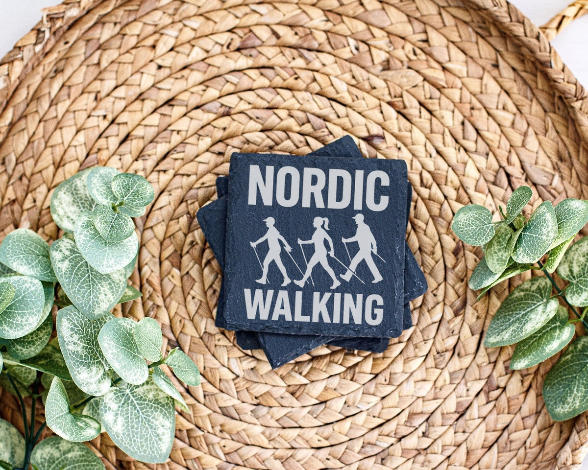 Schiefer Untersetzer Nordic Walking Gruppe - Geschenk für Walker Sport – Bild 3