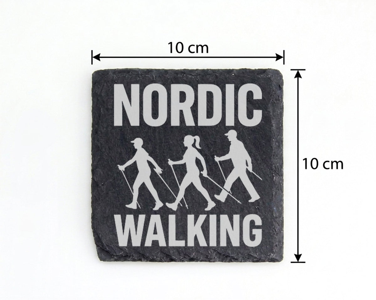 Schiefer Untersetzer Nordic Walking Gruppe - Geschenk für Walker Sport – Bild 4