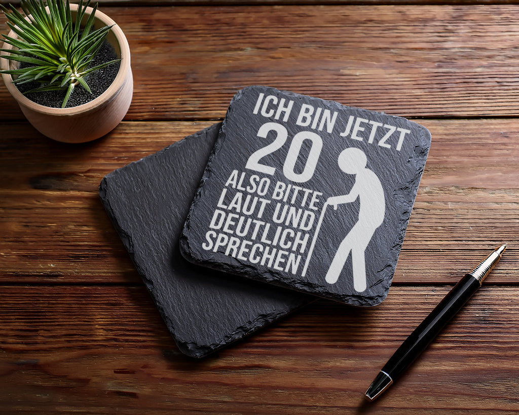 Schiefer Untersetzer Zum 20 Geburtstag Ich Bin Jetzt Laut Sprechen - W – Bild 5