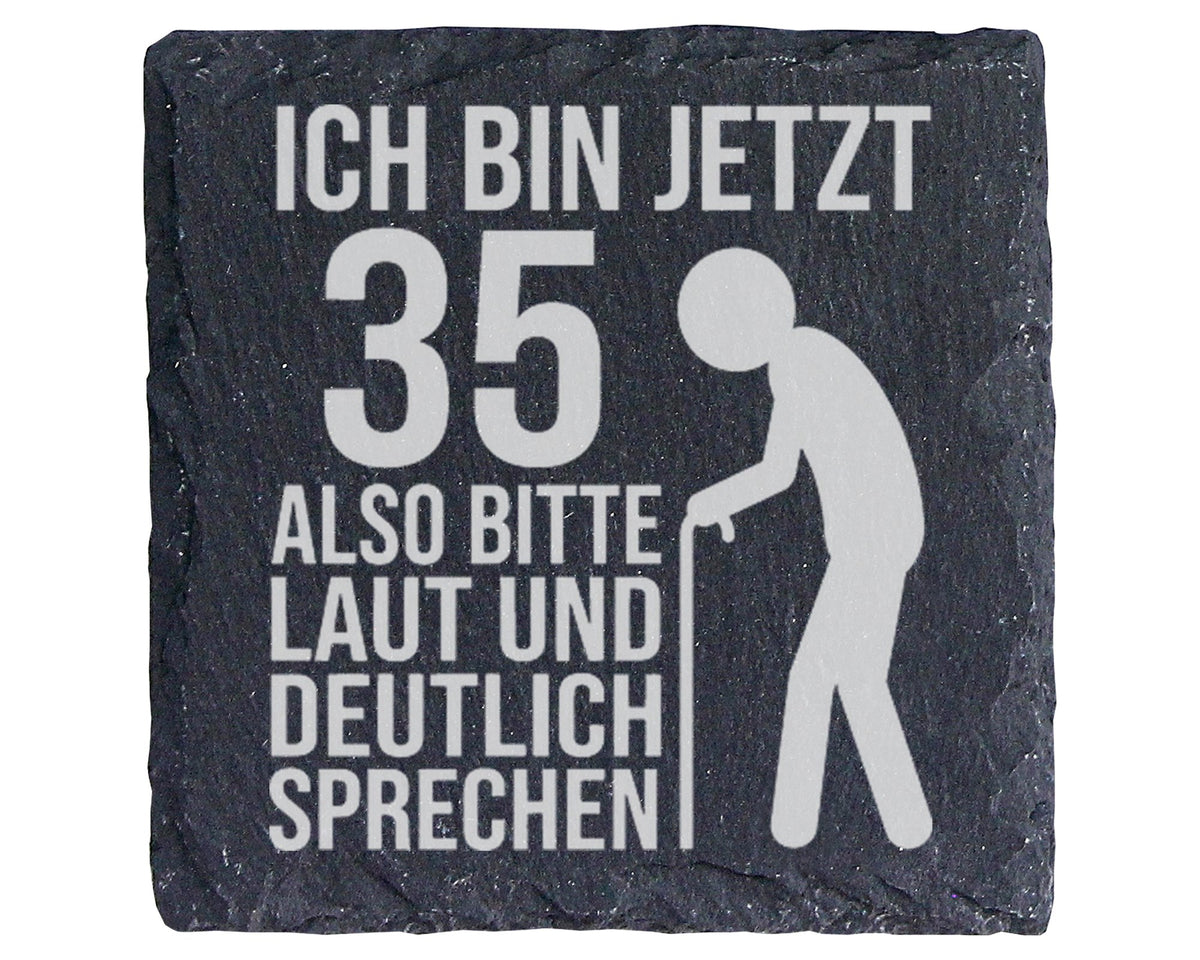 Schiefer Untersetzer 35 Geburtstag Laut Sprechen - Lustiges Geschenk f – Bild 1