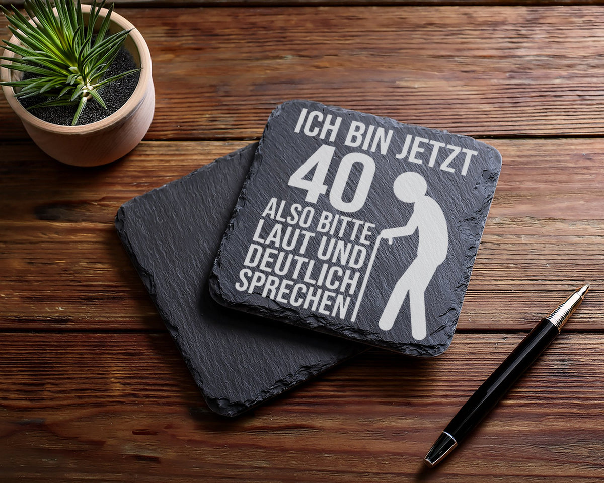 Schiefer Untersetzer 40 Geburtstag Mann Frau - Lustiges Geschenk zum J – Bild 5