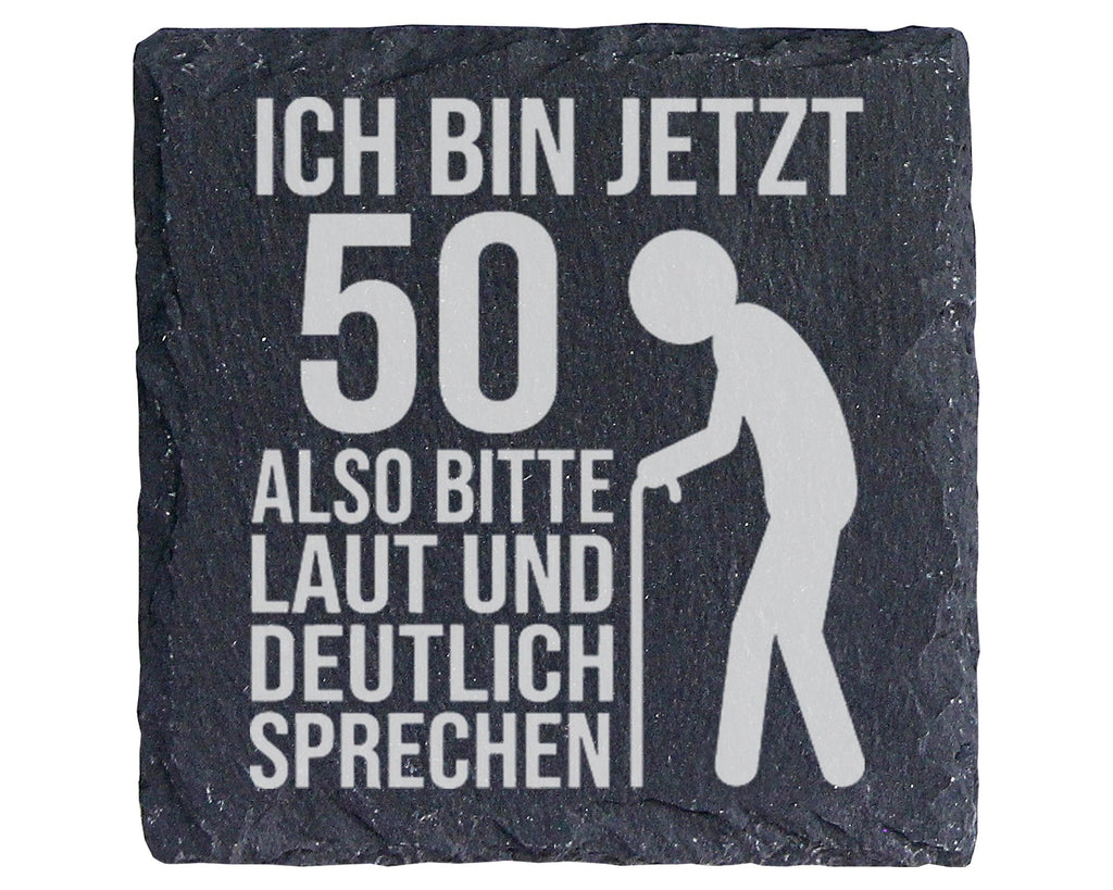 Schiefer Untersetzer 50 Geburtstag Spruch Laut Sprechen - Lustiges Ges – Bild 1
