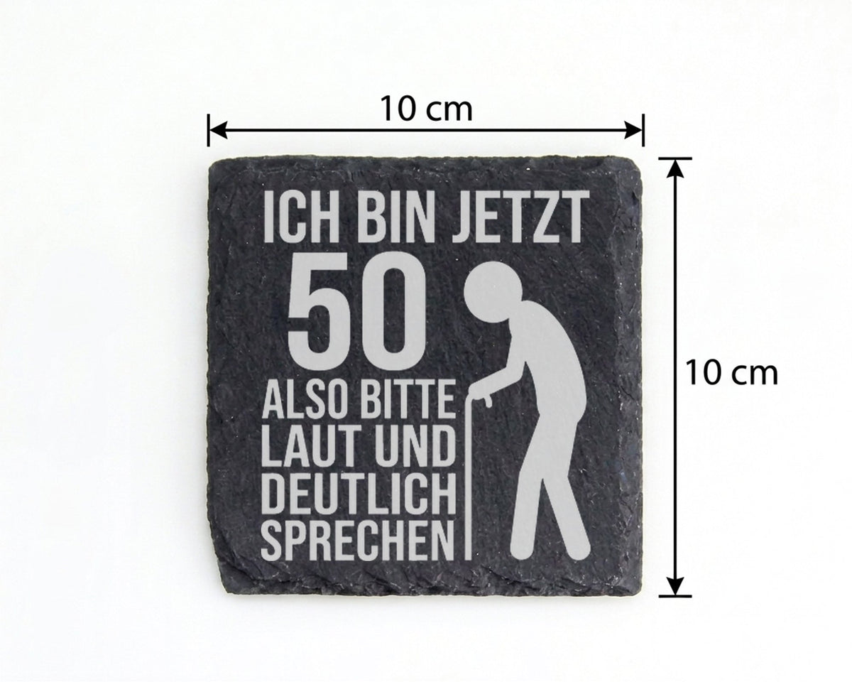 Schiefer Untersetzer 50 Geburtstag Spruch Laut Sprechen - Lustiges Ges – Bild 4
