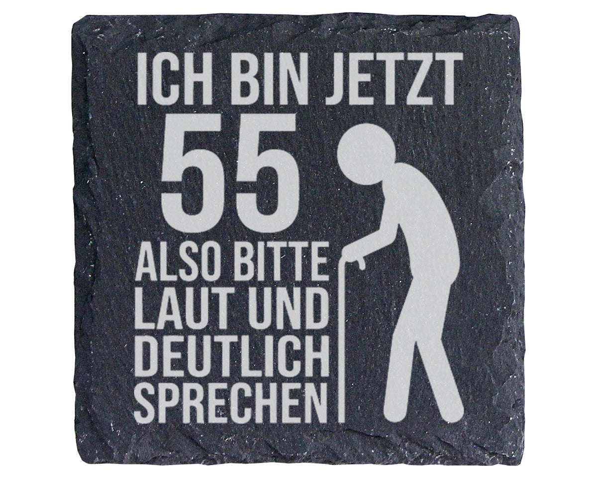Schiefer Untersetzer 55 Geburtstag Lustiger Spruch - Geschenk für Männ – Bild 1