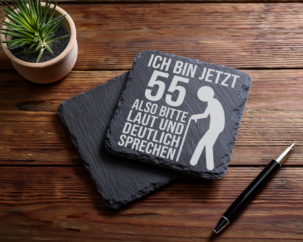 Schiefer Untersetzer 55 Geburtstag Lustiger Spruch - Geschenk für Männ – Bild 5