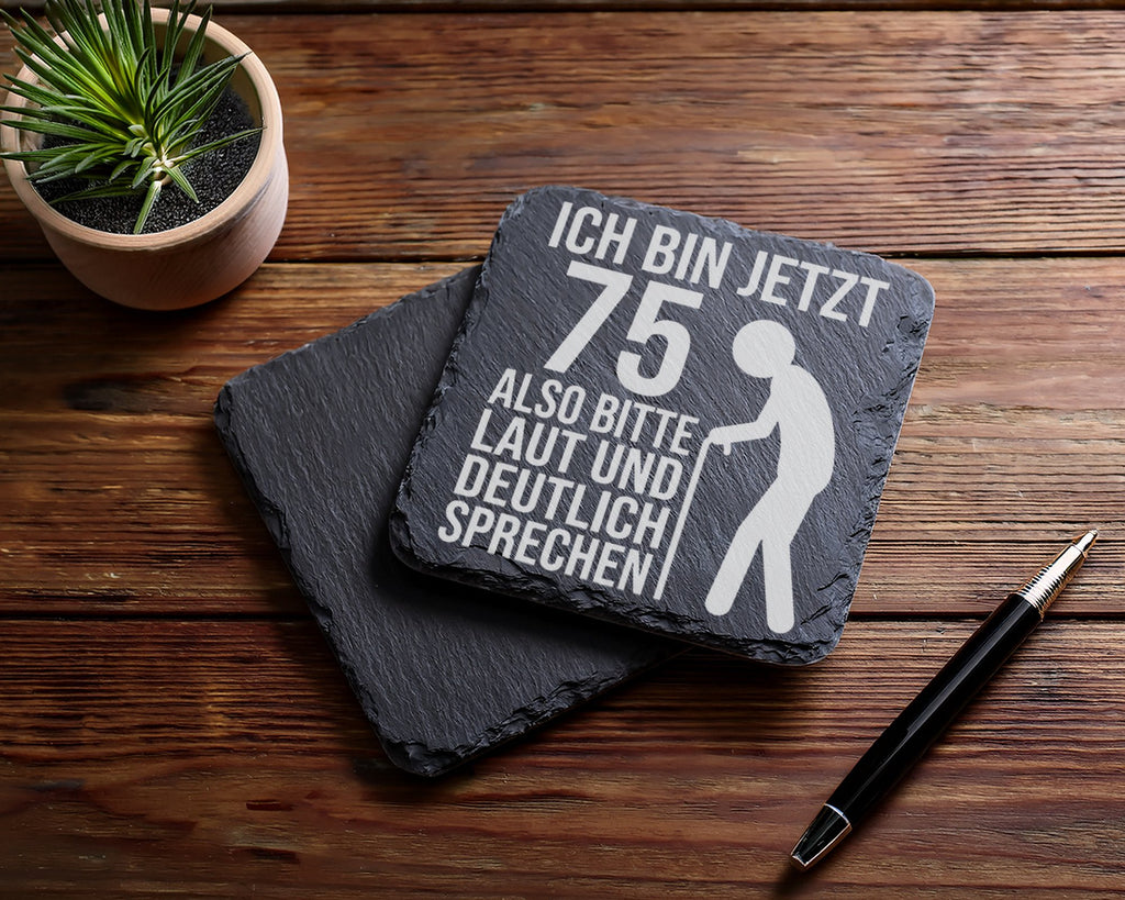 Schiefer Untersetzer Zum 75 Geburtstag Ich Bin Jetzt - Lustiges Gesche – Bild 5