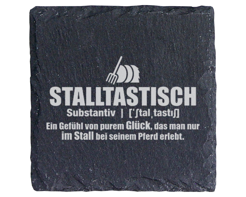 Schiefer Untersetzer Stalltastisch Gefühl Von Glück Im Stall - Geschen – Bild 1
