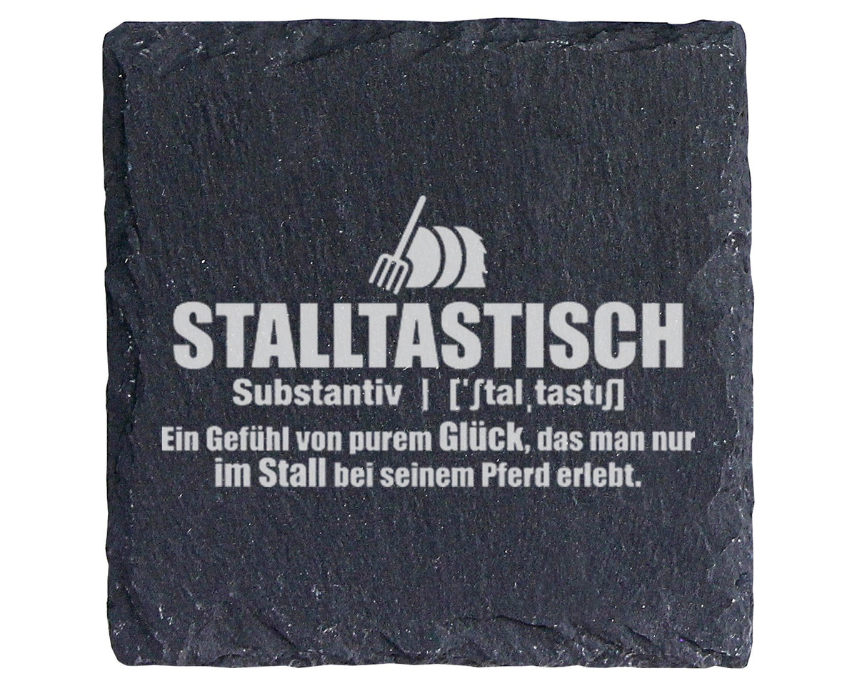 Schiefer Untersetzer Stalltastisch Gefühl Von Glück Im Stall - Geschen – Bild 1