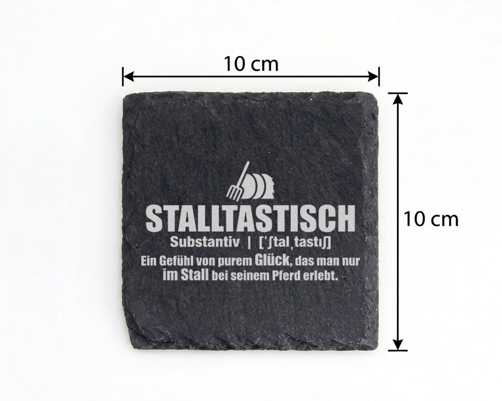 Schiefer Untersetzer Stalltastisch Gefühl Von Glück Im Stall - Geschen – Bild 4