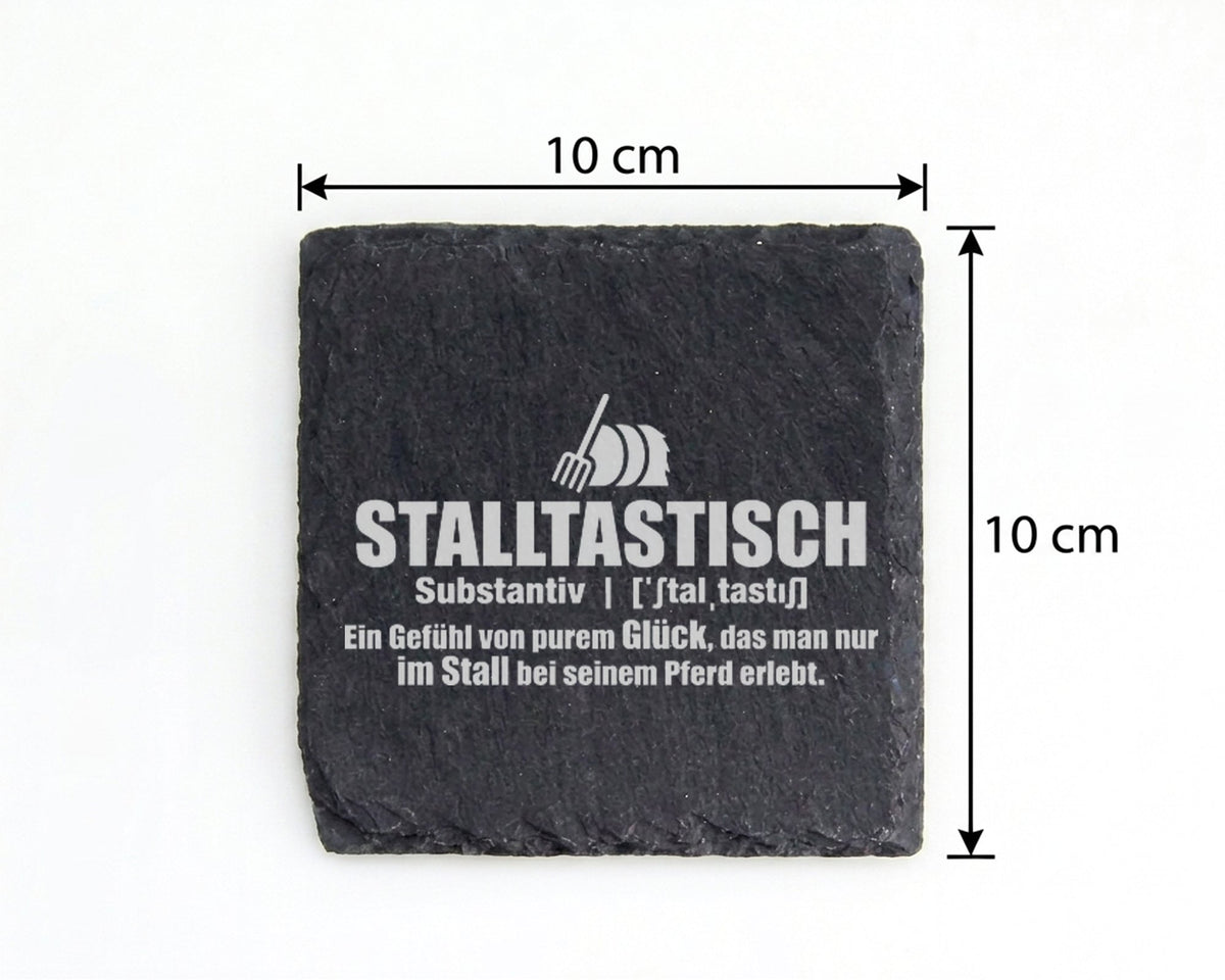 Schiefer Untersetzer Stalltastisch Gefühl Von Glück Im Stall - Geschen – Bild 4