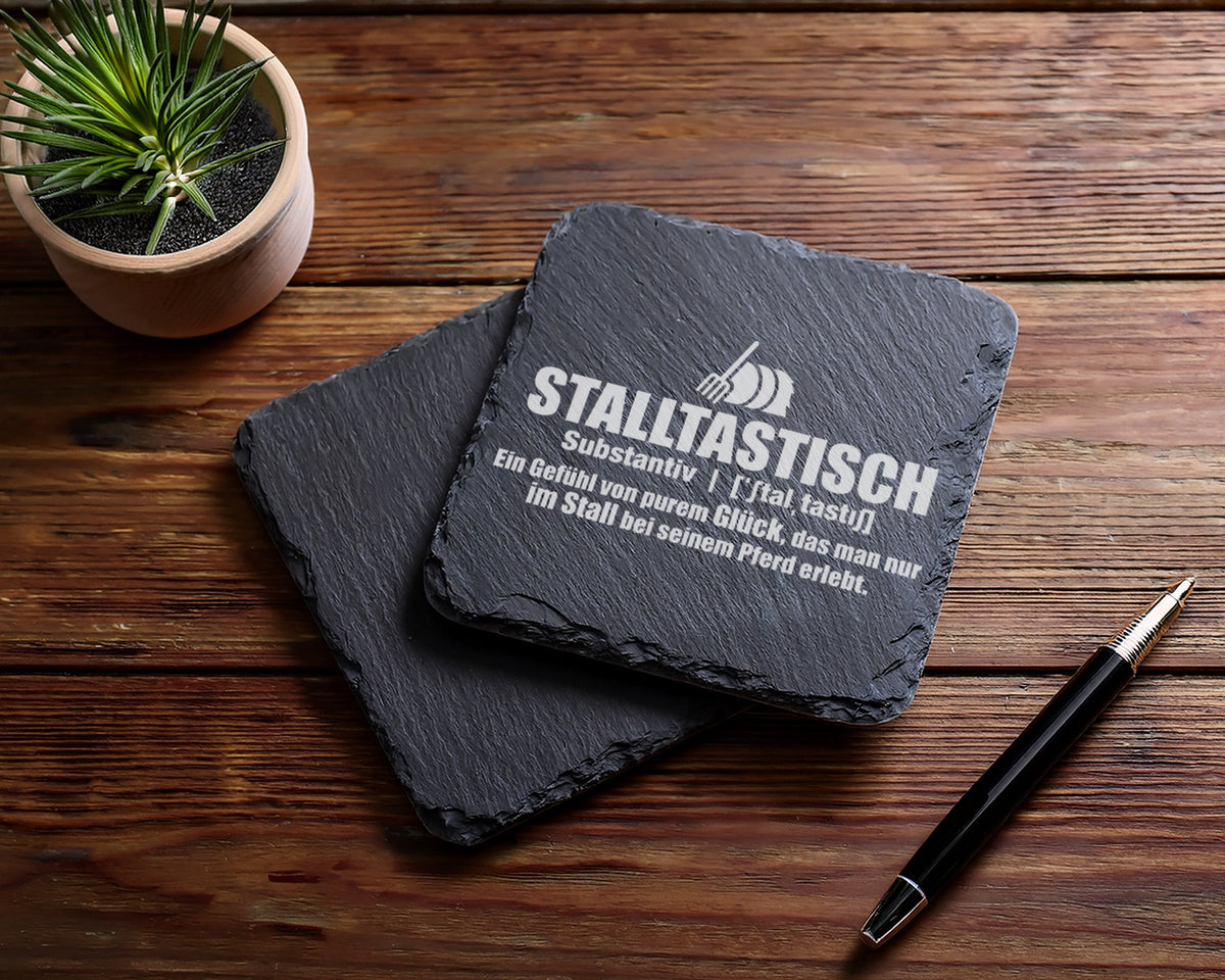 Schiefer Untersetzer Stalltastisch Gefühl Von Glück Im Stall - Geschen – Bild 5