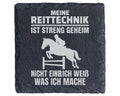 Schiefer Untersetzer Reiter Spruch Reittechnik Streng Geheim - Geschen – Bild 1