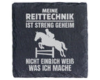 Schiefer Untersetzer Reiter Spruch Reittechnik Streng Geheim - Geschen – Bild 1