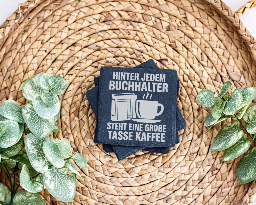 Schiefer Untersetzer Buchhalter Große Tasse Kaffee - Lustiges Geschenk – Bild 3