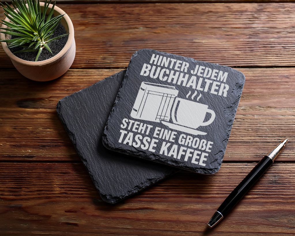 Schiefer Untersetzer Buchhalter Große Tasse Kaffee - Lustiges Geschenk – Bild 5