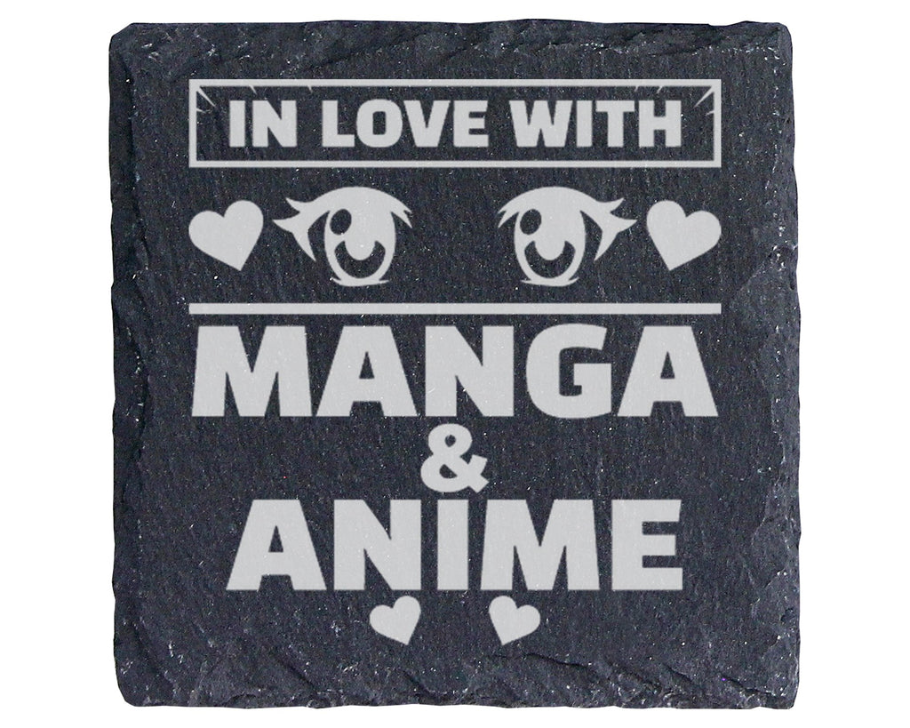 Schiefer Untersetzer In Love With Manga Anime Augen - Geschenk für Ota – Bild 1