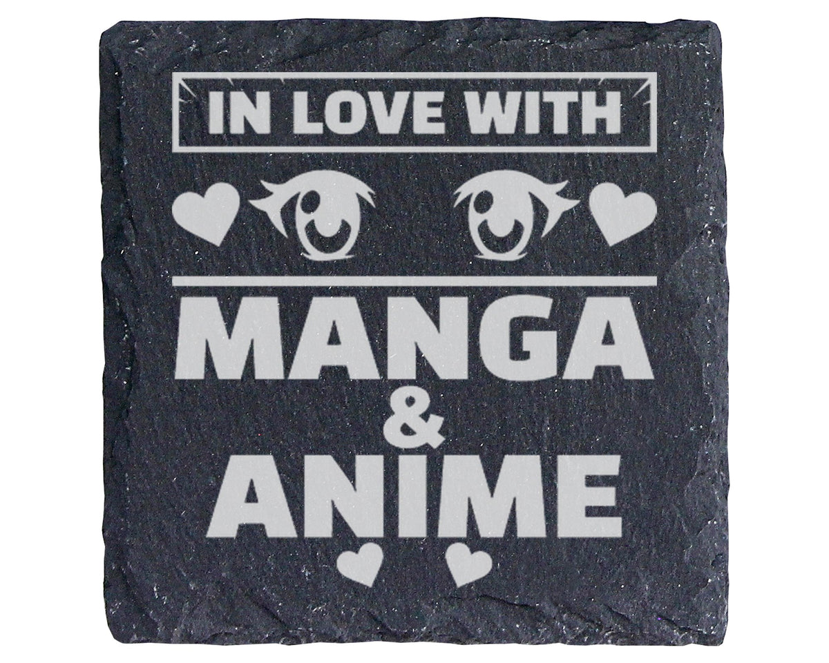 Schiefer Untersetzer In Love With Manga Anime Augen - Geschenk für Ota – Bild 1